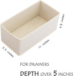 Dresser Drawer Organizer 3-Pack Beige - Foldable Small Storage Bins for Socks, Underwear & Bras, 11" Fabric Dividers for Closet