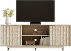 COLAMY TV Stand with Two Doors, Entertainment Center 59" with Adjustable Shelves and Storage, Mid-Century Modern TV Stand for 50/55/65 inch TV, Media Console Cabinet for Living Room, Bedroom Oak