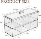 Hair Accessories Organizer for Girls - 2-Pack Clear Acrylic Stackable Drawers with Lids, Bathroom Vanity Storage for Clips, Scrunchies, Bobby Pins, Kids’ Bedroom & Dorm Organizer