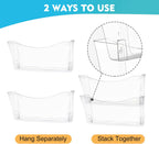 EASEPRES 4 Pack Clear Single Pocket Hanging File Organizer, Plastic Wall Mount Paper Mails Magazines Holder, Mounted Folder Bins for Office, School and Home, 13.85x3.14x6.88 inches