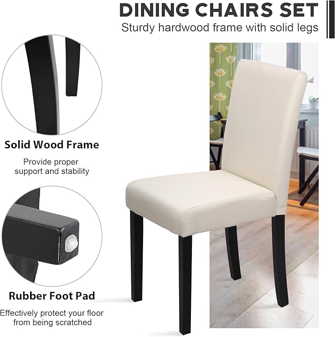 FDW Dining Chairs Set of 4,Dining Room Chairs Elegant Design Modern Fabric Upholstered Dining Chairs,Beige