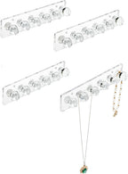 Heesch Necklace Hanger, Acrylic Necklace Holder, Necklace Organizer Wall Mount, Jewelry Hooks for Necklaces, Bracelets, Chains (4-pack Clear Short)