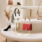Acrylic Handbag Display Stand, 2Pack Adjustable Purse Holder Clear Handbag Table Hanger Rack Purse Hanger Stand for Home Closet Store Boutique Counter