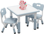 IDEALHOUSE Adjustable Height Kids Table and 2 Chairs Set – Writable Whiteboard Top, Non-Slip Legs, Easy to Clean, Ideal for Toddlers and Children Ages 2-10, Multi-Activity Table for Home, Nursery,