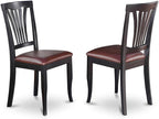 East West Furniture DLAV5-BCH-LC 5 Piece Dinette Set for 4 Includes a Round Dining Room Table with Dropleaf and 4 Faux Leather Kitchen Dining Chairs, 42x42 Inch, Black & Cherry