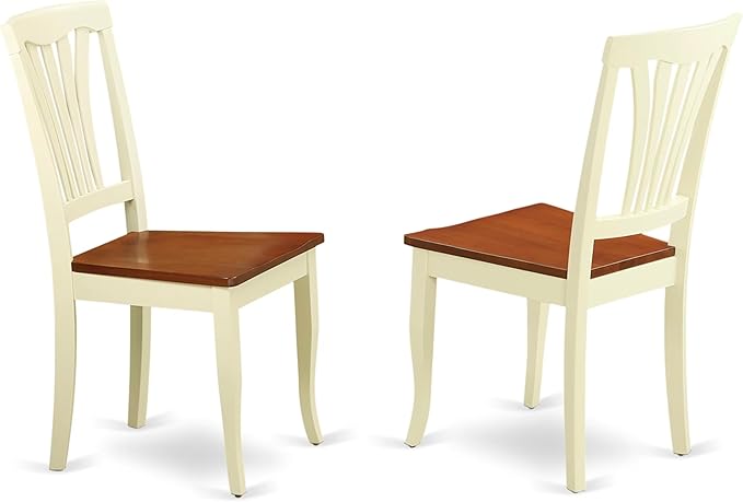 East West Furniture PLAV7-WHI-W 7 Piece Dining Set Consist of an Oval Dining Room Table with Butterfly Leaf and 6 Wood Seat Chairs, 42x78 Inch, Buttermilk & Cherry