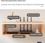 Wall Mount WiFi Router Box, WiFi Router Storage Cabinet, Power Strip and Cable Management Hider Rack, Invisible Storage, for Living Room, Office, Bedroom(White)