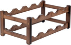 Bamboo Wine Rack, Walnut Finish 2-Tier Freestanding Storage Shelf, Holds 8 Bottles, Space Saving Countertop Cabinet Organizer for Basement, Kitchen, Pantry, Dining Room, Bar