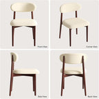 Wooden Dining Chair Set of 1, Modern Dining Chairs with with Curved Back, Fabric Upholstered Kitchen Dining Room Chairs with Adjustable Legs for Farmhouse Dining Living Room,Beige