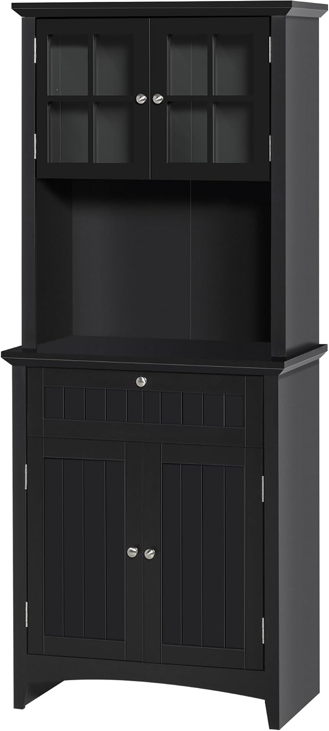 64.5" Kitchen Pantry Cabinet with Hutch,Buffet Sideboard for Coffee Make...