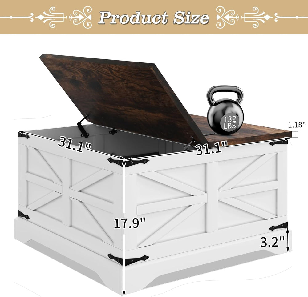 MXV Farmhouse Style 3-Piece Coffee Table Set – Includes 31" Coffee Table...