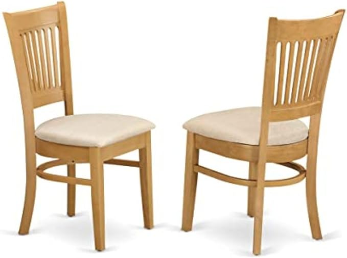 East West Furniture VAC-OAK-C Vancouver Dining Chairs - Linen Fabric Upholste...