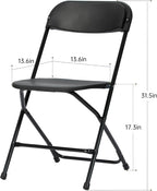 30 PCS Plastic Folding Chair, Portable Commercial Chair, Heavy-Duty Plastic Folding Chairs, Folding Chair with 350 LB Capacity for Wedding Party Outdoor Indoor Black