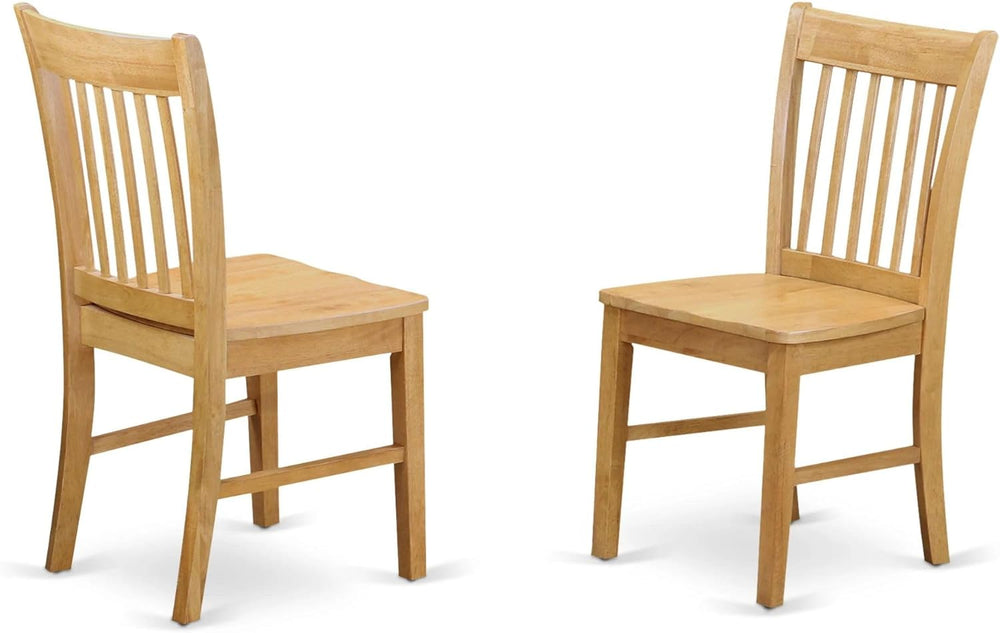 East West Furniture NFC-OAK-W Norfolk Dining Chairs - Slat Back Wooden Seat C...