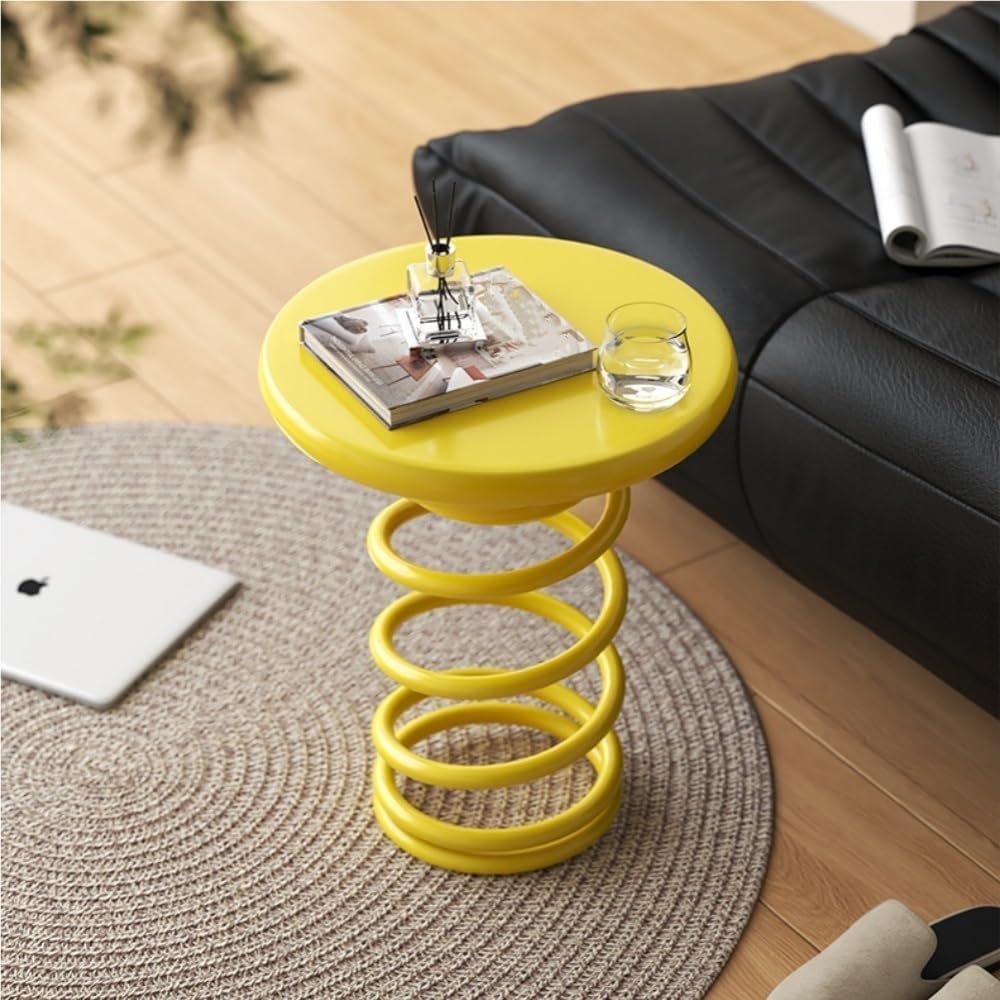 Spring Shaped Minimalist Round Side Table(Color:Red)