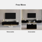 homary Extendable TV Stand, Modern Entertainment Center with Drawers, Adjustable Length Media Console for Living Room Bedroom (Black)