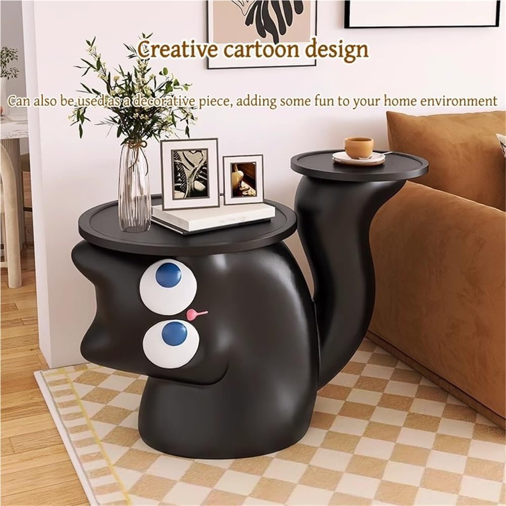 Creative Resin Side Table, Cartoon Night Stand with Double Tabletop, Irregula...