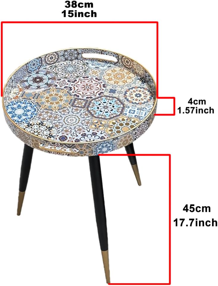 Small Round Accent End Table with Tray Top for Living Room, Bedside, Balcony ...