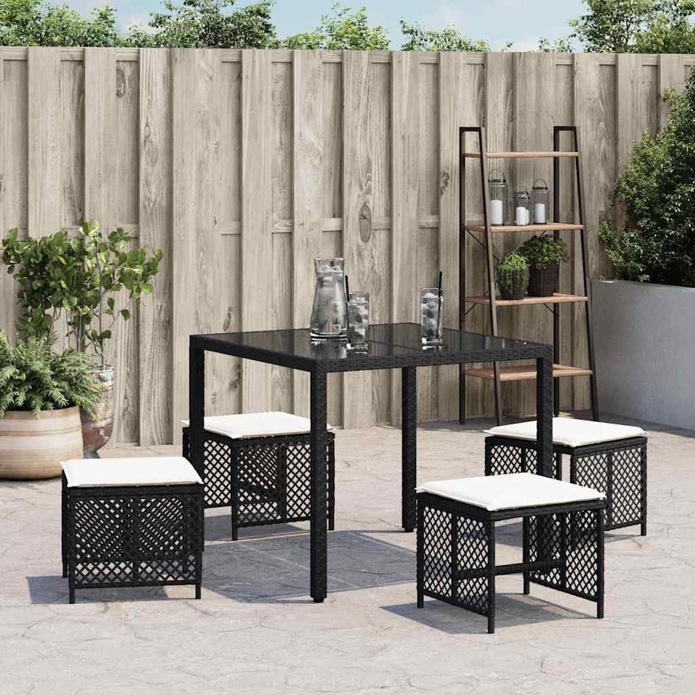 Garden Stool Set of 4 Black 14.2 in