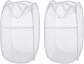 Larpur Pop Up Laundry Hampers, Portable Mesh Laundry Baskets, Collapsible Clothes Laundry Bin for Bedroom, Travel, Bathroom, College Dorm, White - 2 Pack