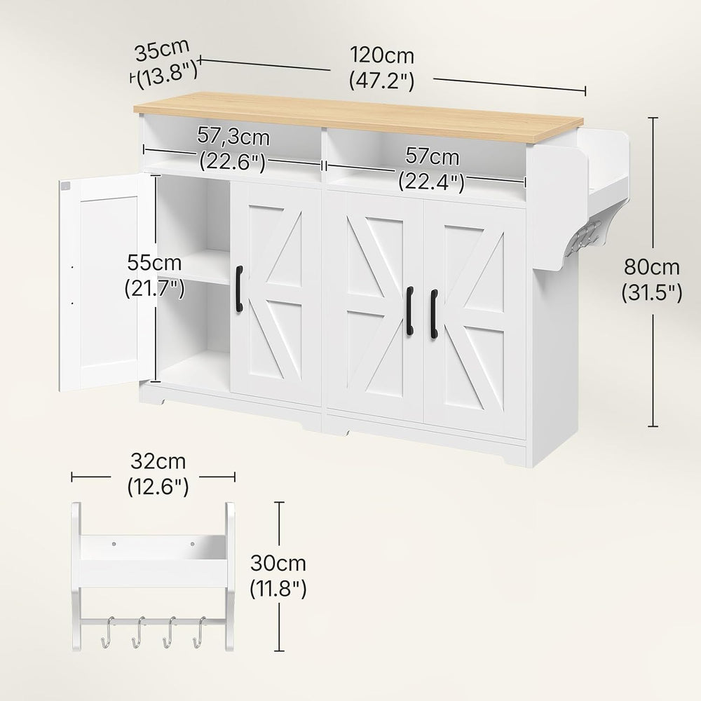 YATINEY Coffee Bar Cabinet, Kitchen Island with Storage, Farmhouse Sideboard ...