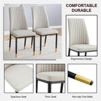 Modern Dining Table Set for 6, Marble Kitchen Table Chair Set for 6, Rectangular Kitchen Table with 6 Pu Leather Upholstered Chair for Dining Room
