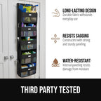 GORILLA GRIP Large Capacity Closet Organizer, 5 Deep Shelves, Holds 50lbs, Over the Door Organizers 6 Mesh Pockets, Shelf Storage for Clothes Crafts Dorm Essentials, 3 Metal Hooks, 58x15 Inches, Black