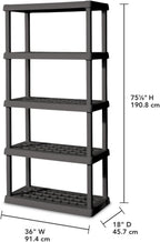 Sterilite 3-Pack 5 Shelf Unit, Heavy-Duty Shelving Storage Rack for Home and Garage, Gray - Multipurpose Plastic Organizer Shelves for Smart Organization