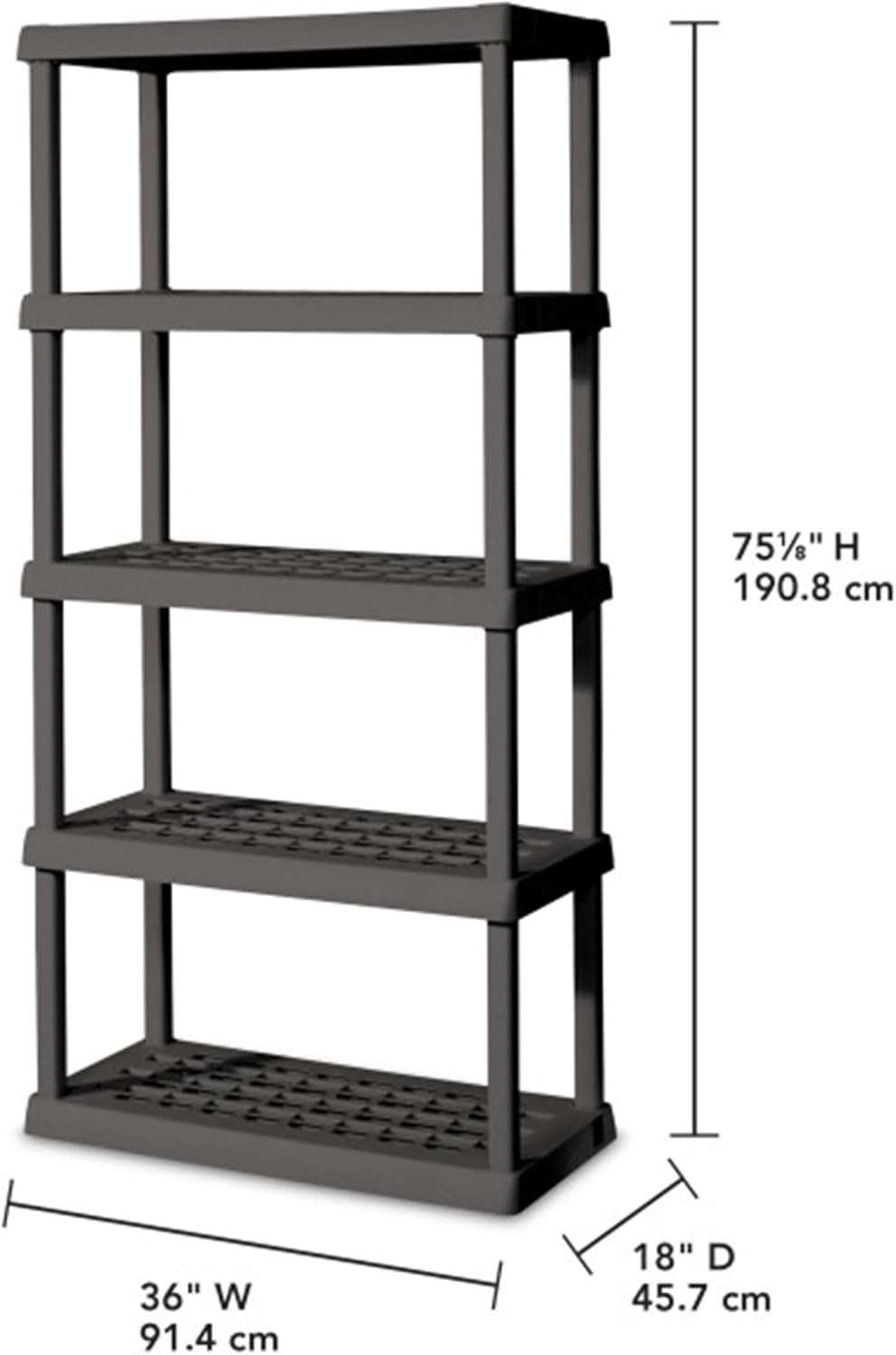 Sterilite 3-Pack 5 Shelf Unit, Heavy-Duty Shelving Storage Rack for Home and Garage, Gray - Multipurpose Plastic Organizer Shelves for Smart Organization