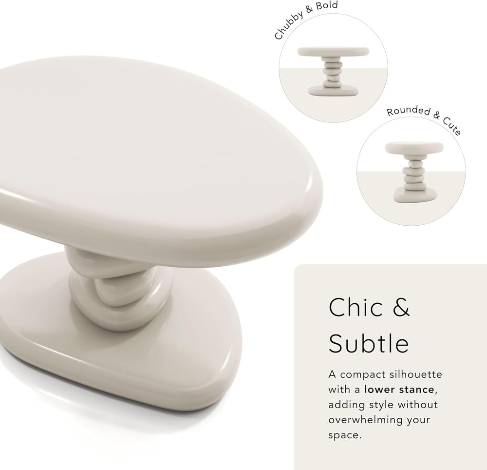24/7 Shop at Home Kavren Modern 22-inch Oval Glossy Pedestal End Table, Stone...