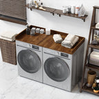 OfficeSimpli Washer Dryer Countertop, Made in USA, Non-Slip Pads, Laundry Room Wood Topper, Washer Dryer Cover for Top, Laundry Guard, Laundry Countertop (California Walnut, Standard (27.5" x 54"))