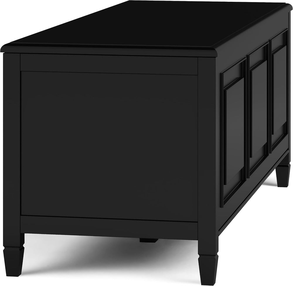 SIMPLIHOME Connaught 51" Wide Solid Wood Trunk Bench in Black | Traditio...