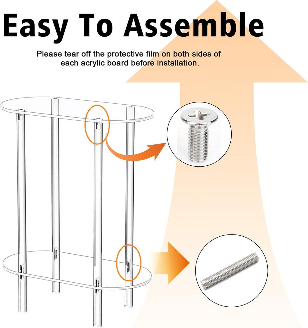 Modern Clear Acrylic Narrow Side Table for Small Spaces, 15.55" L x 7.87...