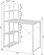 Convenience Concepts Desigsn2Go Office Workstation Desk 36" - Modern, Contemporary Writing Accent with Storage Shelves for Dorm Room & Home Study, White