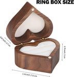 LETURE Wooden Heart Shape Ring Gift Box with Single Slot 2 Slot, Personalized Vintage Wood Jewelry Box for Proposal Engagement Wedding Ceremony Anniversary (White -2 Slot)