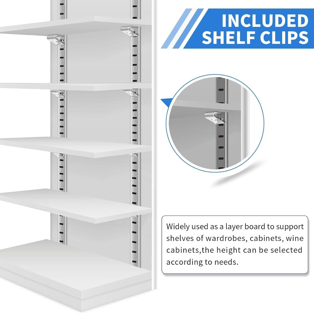 8 Pcs 40 Inch Shelf Pilaster Tracks and 24 Pcs Shelf Clips