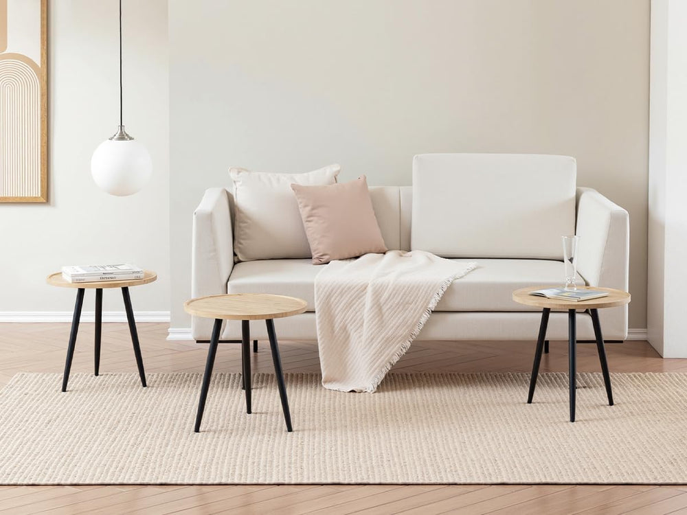 VECELO Modern Side Table, Round Small End Table, Exclusively Designed Hand-Cr...