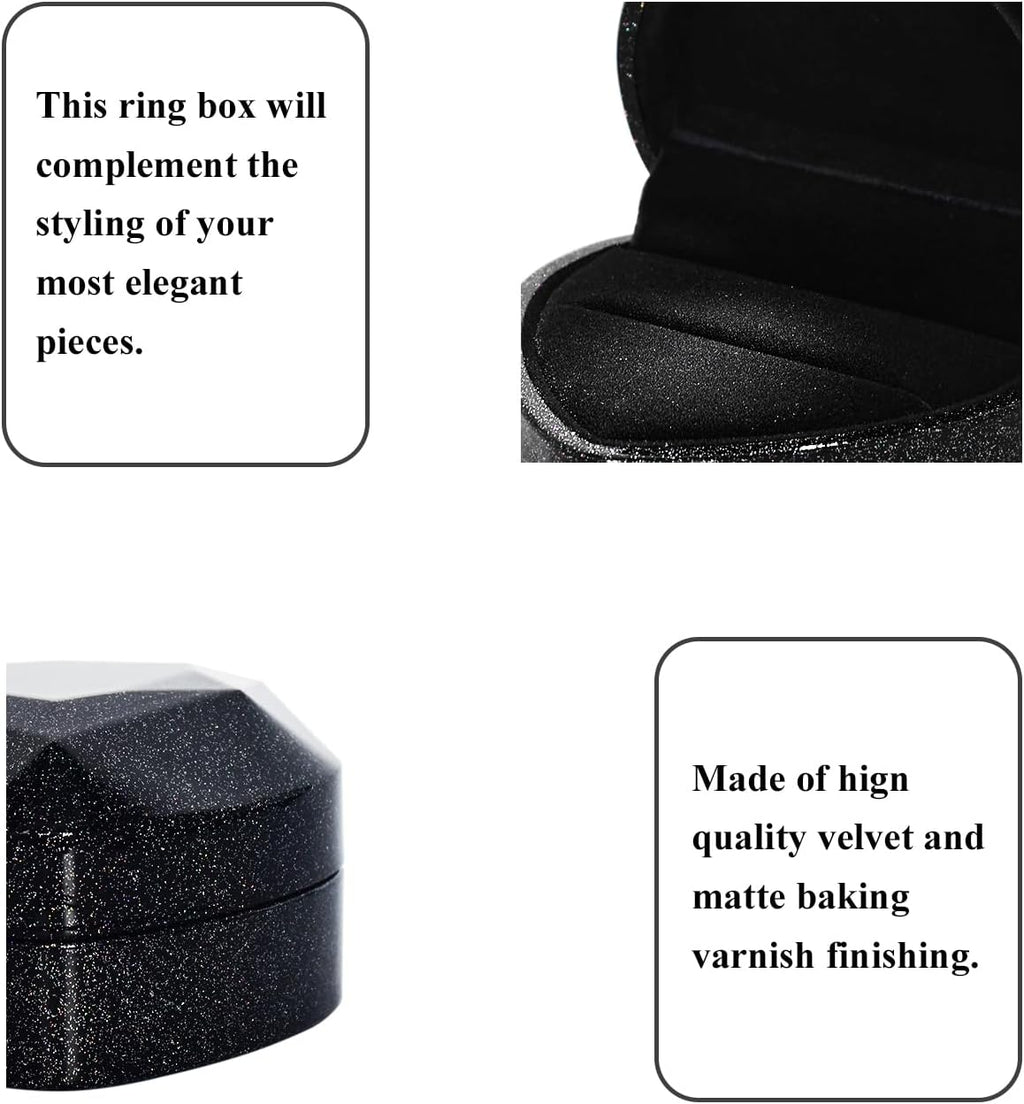 Luxury LED Lighted Ring Box - Heart Shaped Elegant Starry Sky Ring Case for Wedding Rings, Perfect for Engagement, Proposal, Anniversary, Ceremony, and Gift Giving
