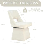 VKNOW Upholstered Swivel Dining Chairs, Modern Dining Room Chairs with Open Back, Chenille Fabric Kitchen Chairs for Dining Room, Living Room, Bedroom, Vanity, Beige(1 Pack)