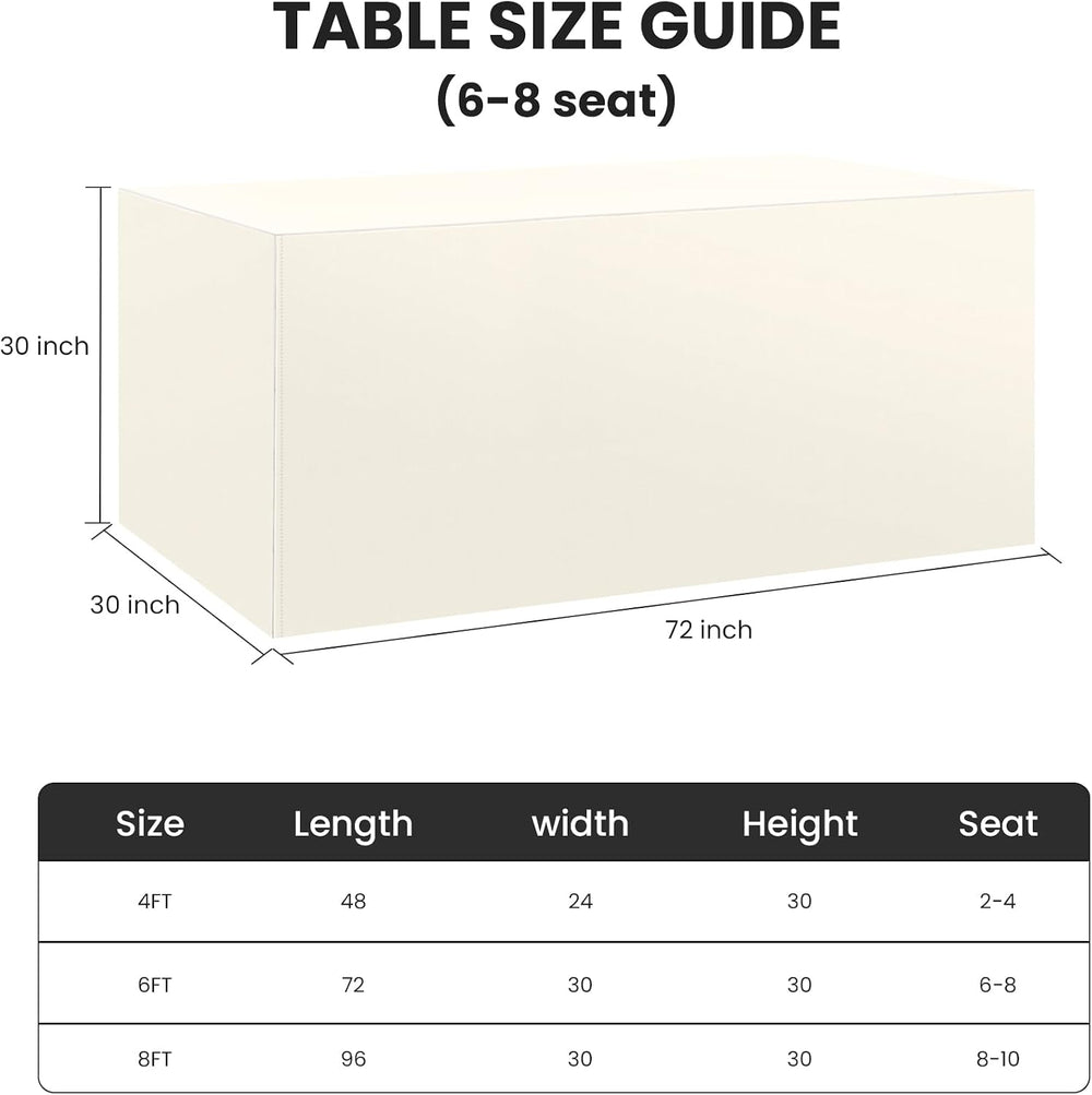 Ascoza 2 Pack Fitted Tablecloth for 6 Foot Rectangle Tables 72 x 30 Inch Ivor...