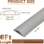 HARFINGTON 6ft Cord Cover Floor W0.6 x H0.33 Inner Channel PVC Hide Extension Cable Floor Wire Hider Wire Covers Protector for Prevent Cable Trips Cables Management, Grey