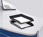 Acrimet Facility 2 Tier Letter Tray, Front Load, Letter Size/A4, Desktop File Organizer, Plastic (Black Color)
