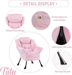 Tiita Lazy Chair with Ottoman, Modern Large Accent Lounge Armchair, Comfy Leisure Sofa Reading Chair with Footrest for Bedroom, Living Room, Dorm Rooms, Garden and Courtyard, Pink