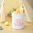 Laundry Baskets Kids Laundry Hamper, Pink Baby Hamper Elephant Basket Large Collapsible Kids Hamper with Handles Waterproof Round Linen Storage Basket for Toddler/Girls (Pink Elephant)