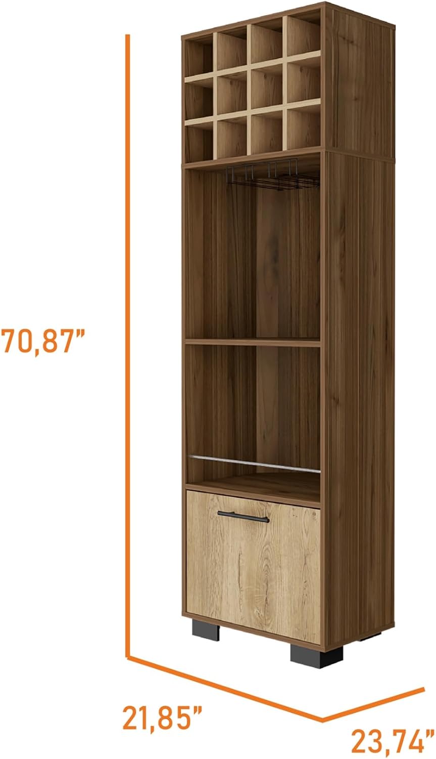 Corner Wine Cabinet Storage Locker, Tall Pantry Sideboard witn 2-Shelf and 1-...