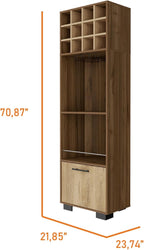 Corner Wine Cabinet Storage Locker, Tall Pantry Sideboard witn 2-Shelf and 1-Drawer,for Kitchen Home
