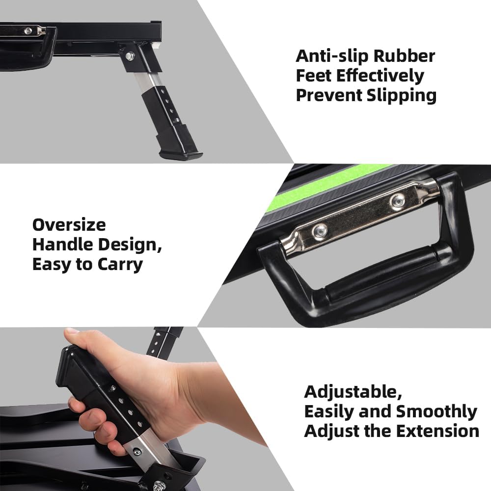 Adjustable RV Step Stool, Folding Platform with Reflective Strip, Black