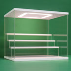 NONEMEY Clear Acrylic Display Case Stand with LED Light 2/3/4/5/6 Tier Storage Box Showcase Dustproof Organizer Box for Collectibles (White 4Tier 12.4*9.6*10.4inch)
