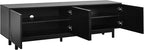 Ball & Cast Modern TV Stand with Arch Cabinets for TVs up to 78", Minimalist Entertainment Center w/Solid Wood Legs and Adjustable Shelves, Media Console for Living Room,Black