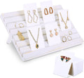 Blulu 31 Pack Wooden Earring Display Stand 7 Slots jewelry Display Holder with Earring Card for Selling Vendors Retail Show